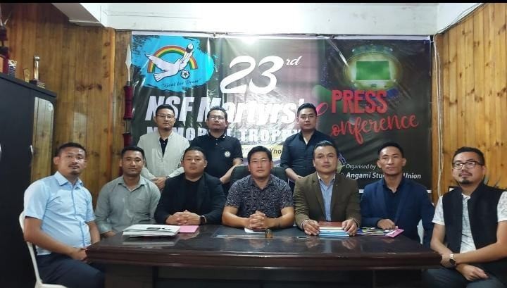 Organisers and others during the press conference held regarding 23rd edition of NSF Martyrs’ Memorial Trophy on August 11. (Morung Photo)